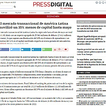 El mercado transaccional de Amrica Latina moviliz un 35% menos de capital hasta mayo